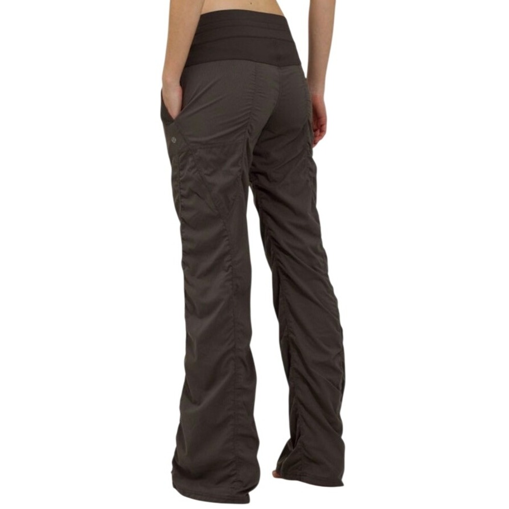 Lululemon Studio Pants 10 Wren Black Ruched Wide Leg Athletic EUC